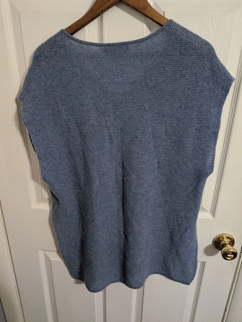 Brodie Womens Cashmere Sweater Blue Cap Sleeve Tunic Size Small *hole*